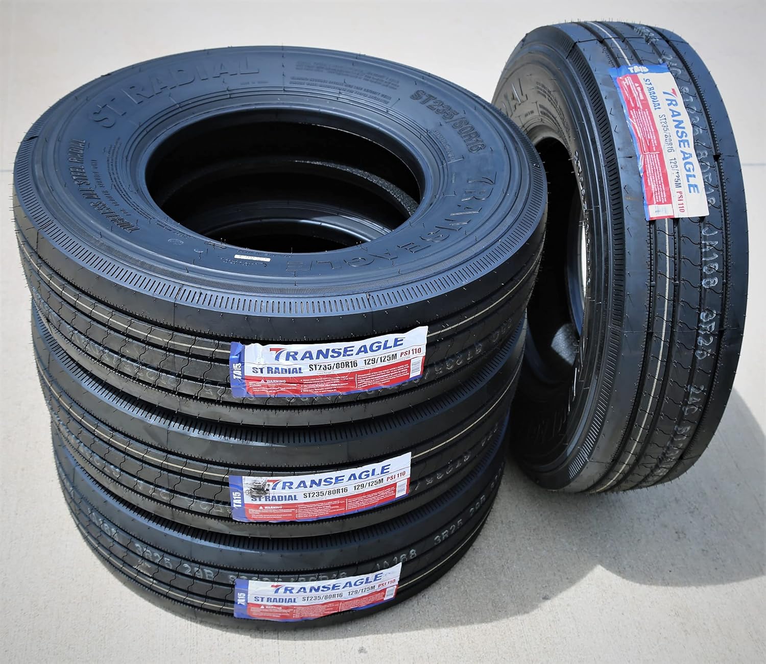 Set of 2 ST235/80R16 All Steel Trailer Radial Tires, 14-Ply, Load Range G L525830