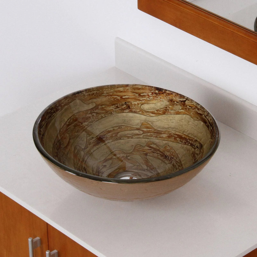 Tempered Glass Bathroom Vessel Sink with Chrome Faucet X198978