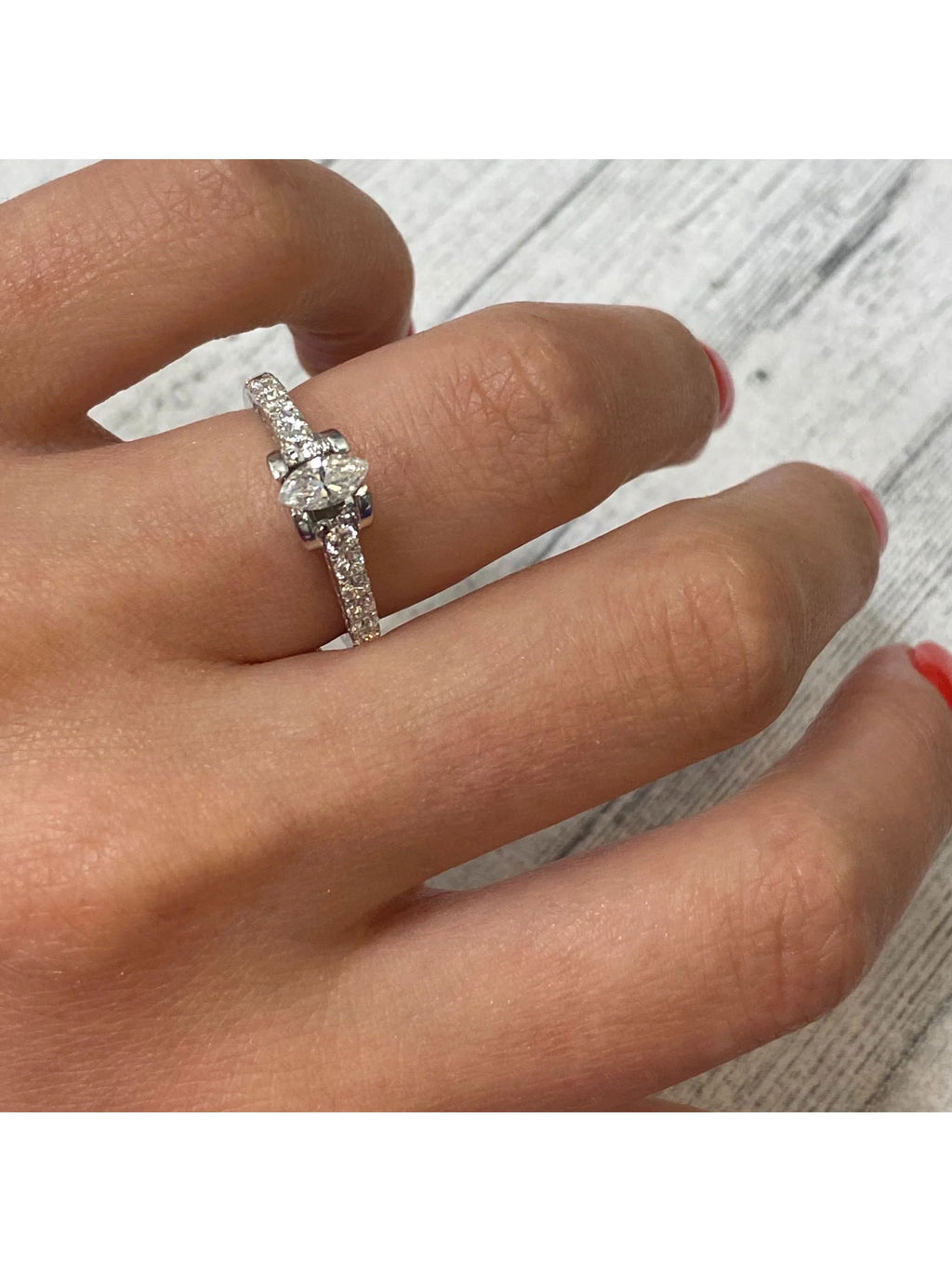 14K White Gold Diamond Accented Engagement Ring F794