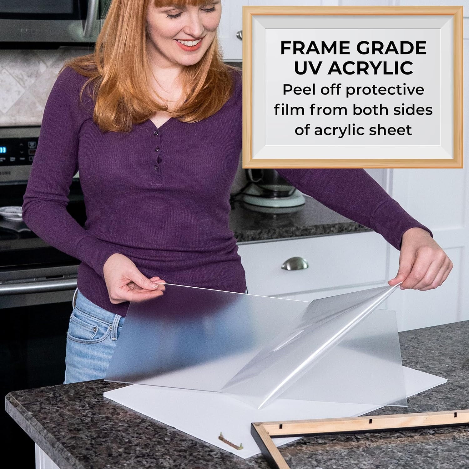 Black Solid Wood Picture Frame with UV Foam Board Backing Y443