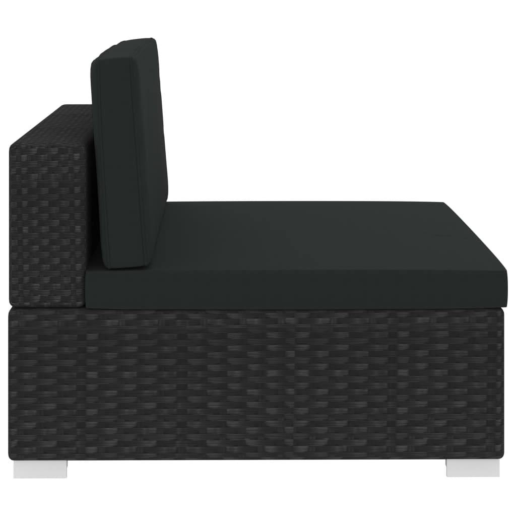 Black Poly Rattan Patio Sofa Set with Cushions Q108