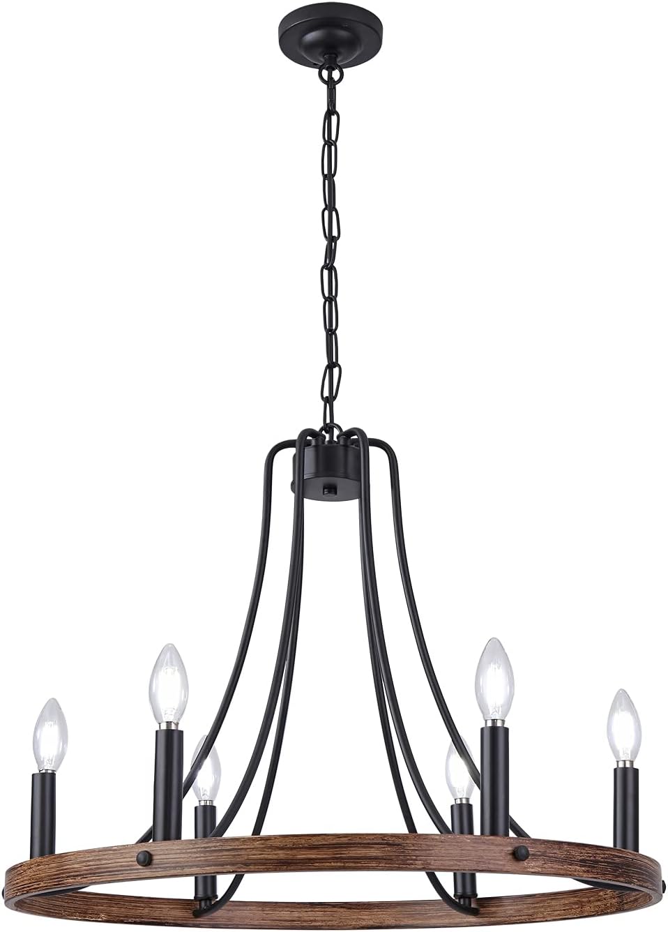 Matte Black 4-Light Metal Cage Pendant Light Chandelier D2674