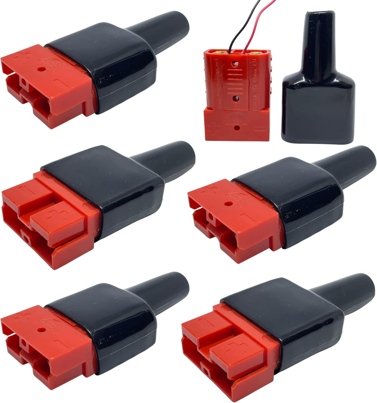 50A Anderson Connector with Dust Cable Sheath Cover, Red 6 pcs T53550