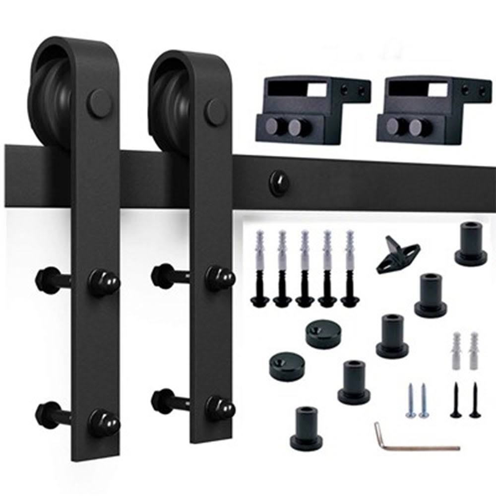 Paneled Wood Barn Door with Installation Hardware Kit L66074