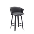Black Faux Leather Swivel Counter Stool Chair W68834