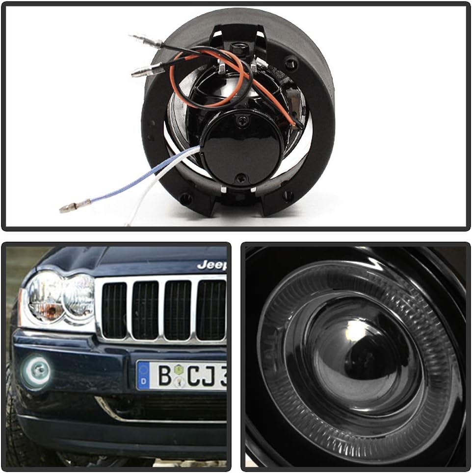 Smoked Lens LED Halo Projector Fog Lights Assembly Pack of 2 L8318