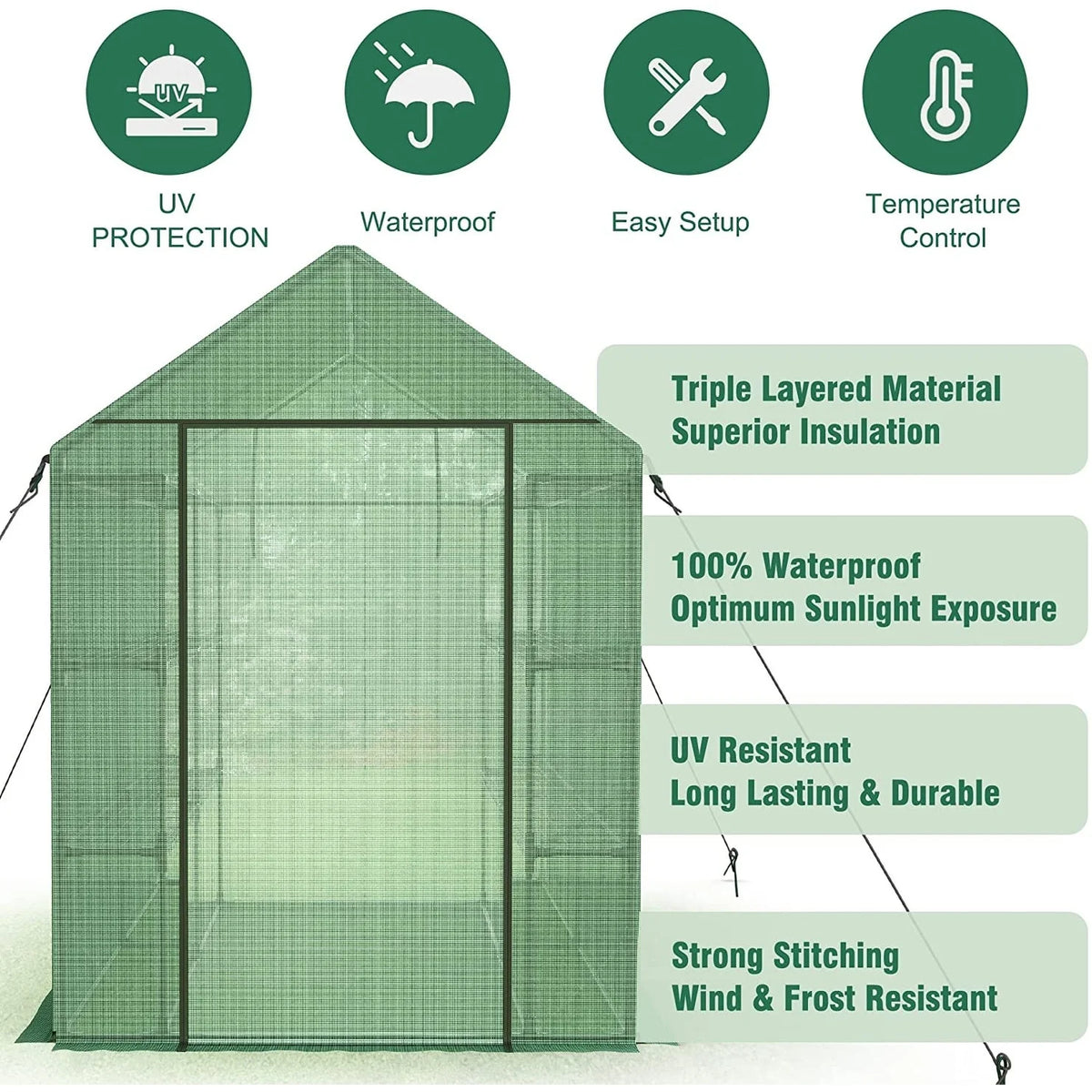8 FT Pop-up Walk-in Greenhouse with Shelves B804325