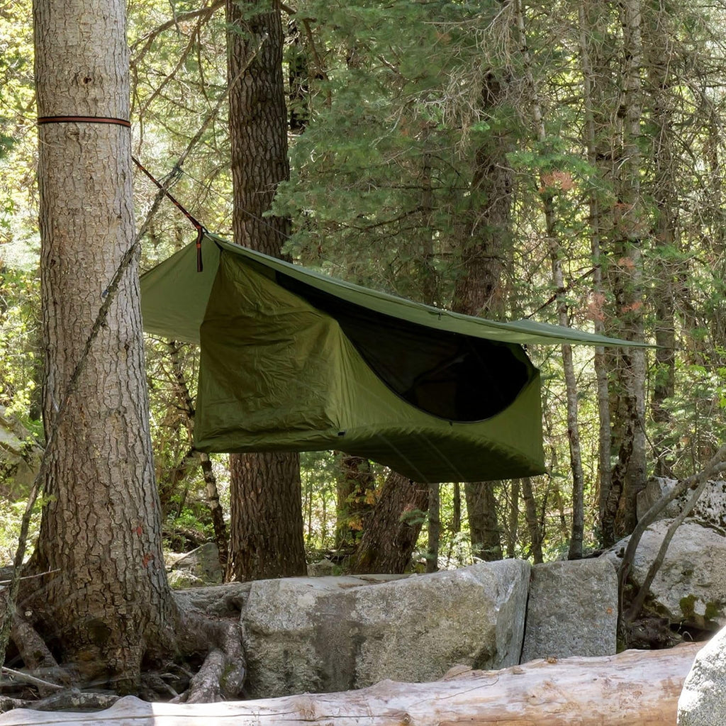 Forest Green Waterproof Lay Flat Hammock Tent with Mosquito Net and Rainfly B46008