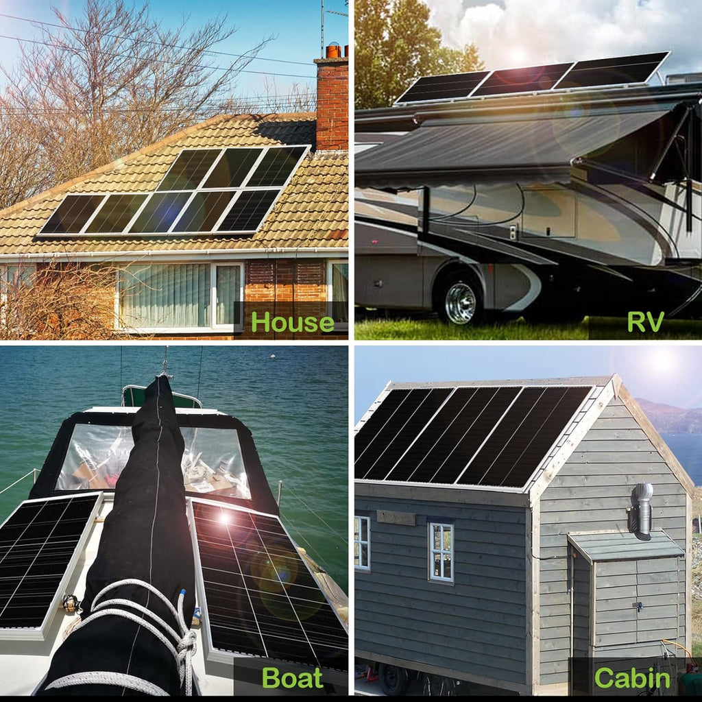 12 Volt 200 Watt Monocrystalline Solar Panel, 2 Pack of 12V 100W B92378