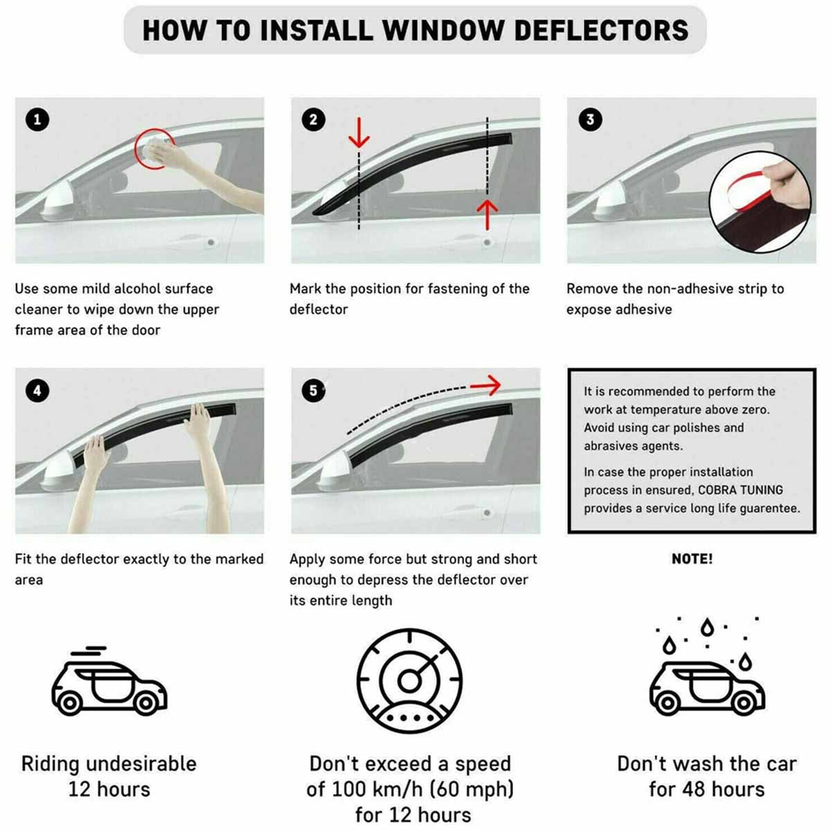 Window Deflector Window Visor Rain Guards 5PCS N656959