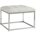 White Faux Leather Tufted Square Ottoman K439531