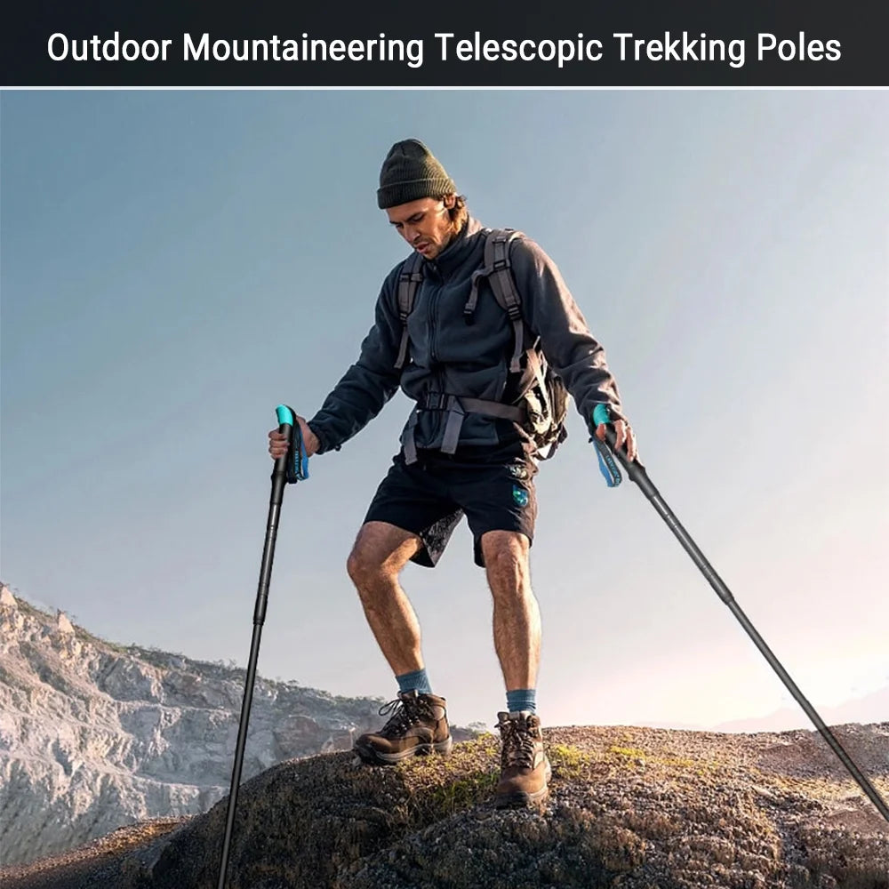 Telescopic Trekking Poles Collapsible Walking Stick Aluminum Alloy Z6519