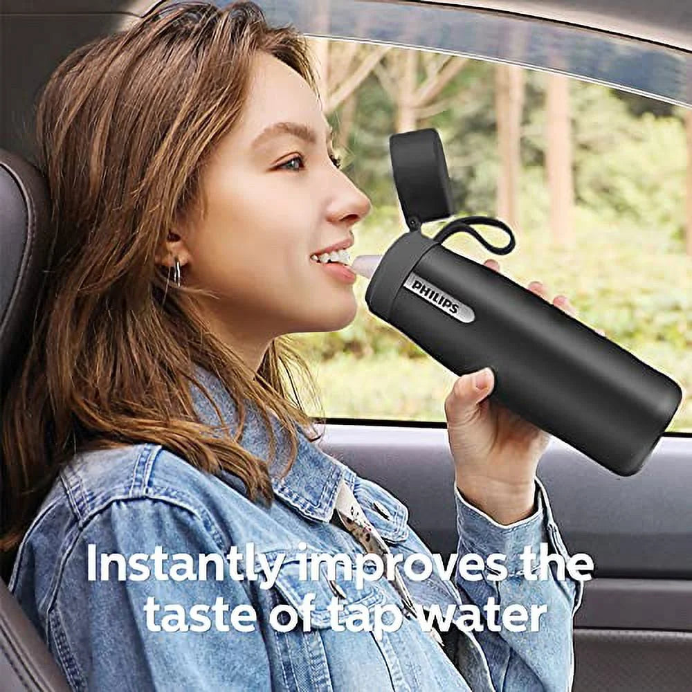 Insulated Stainless-Steel Water Bottle With Filter, 18.6 Oz, Gray T486