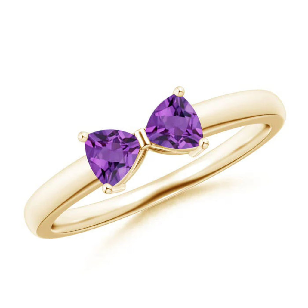 Amethyst Art Deco 925 Silver Yellow Plated Wedding Ring C737