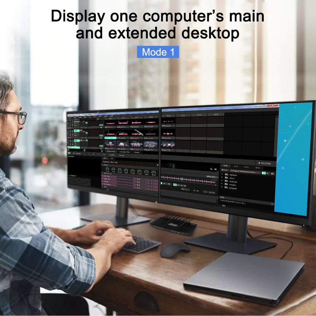 Dual Monitor 2 Inputs 4K@60Hz 2x2 DP KVM Switcher with 2 Pcs 5ft KVM Cables and DP Cables E486