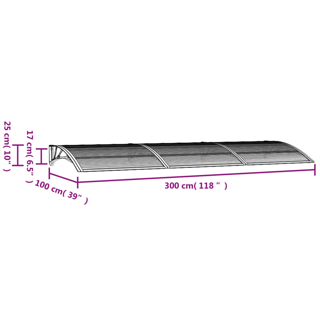 Gray Polycarbonate Door Canopy L1230