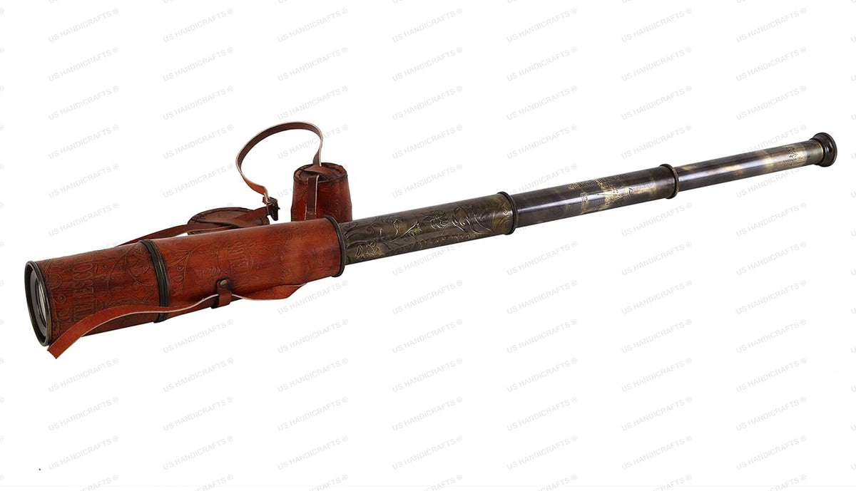 Brass Handmade Telescope with Spy Glass & Leather Case N12147