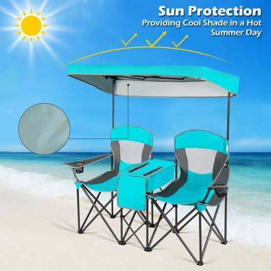 Turquoise Folding Camping Chair with Cup Holder R5774