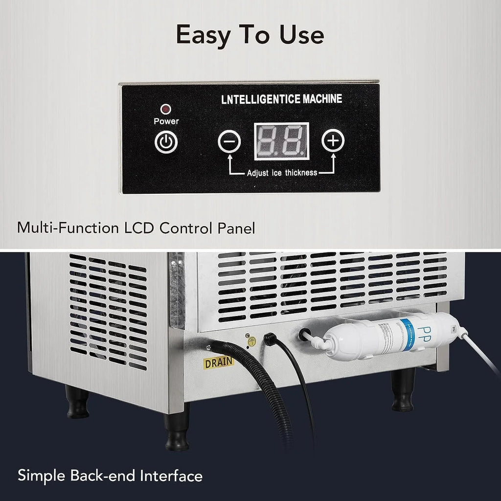 Commercial Ice Maker Machine, Under Counter, 110lbs in 24Hrs, 33lbs Storage Capacity L98969