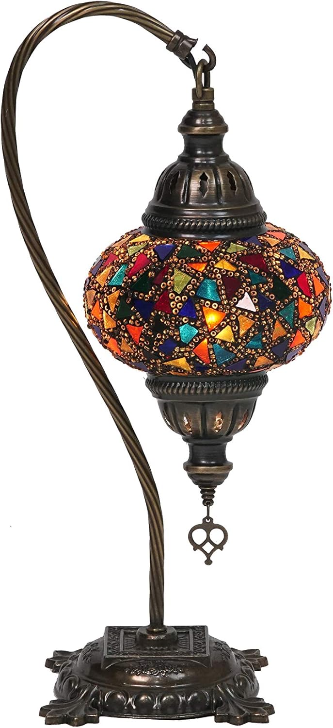 LimeFall Mosaic Glass Curvy Swan Neck Table Lamp V446364