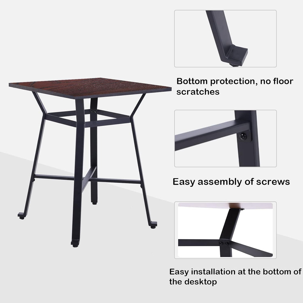 Solid Wood Square Bar Table with Metal Frame M18504