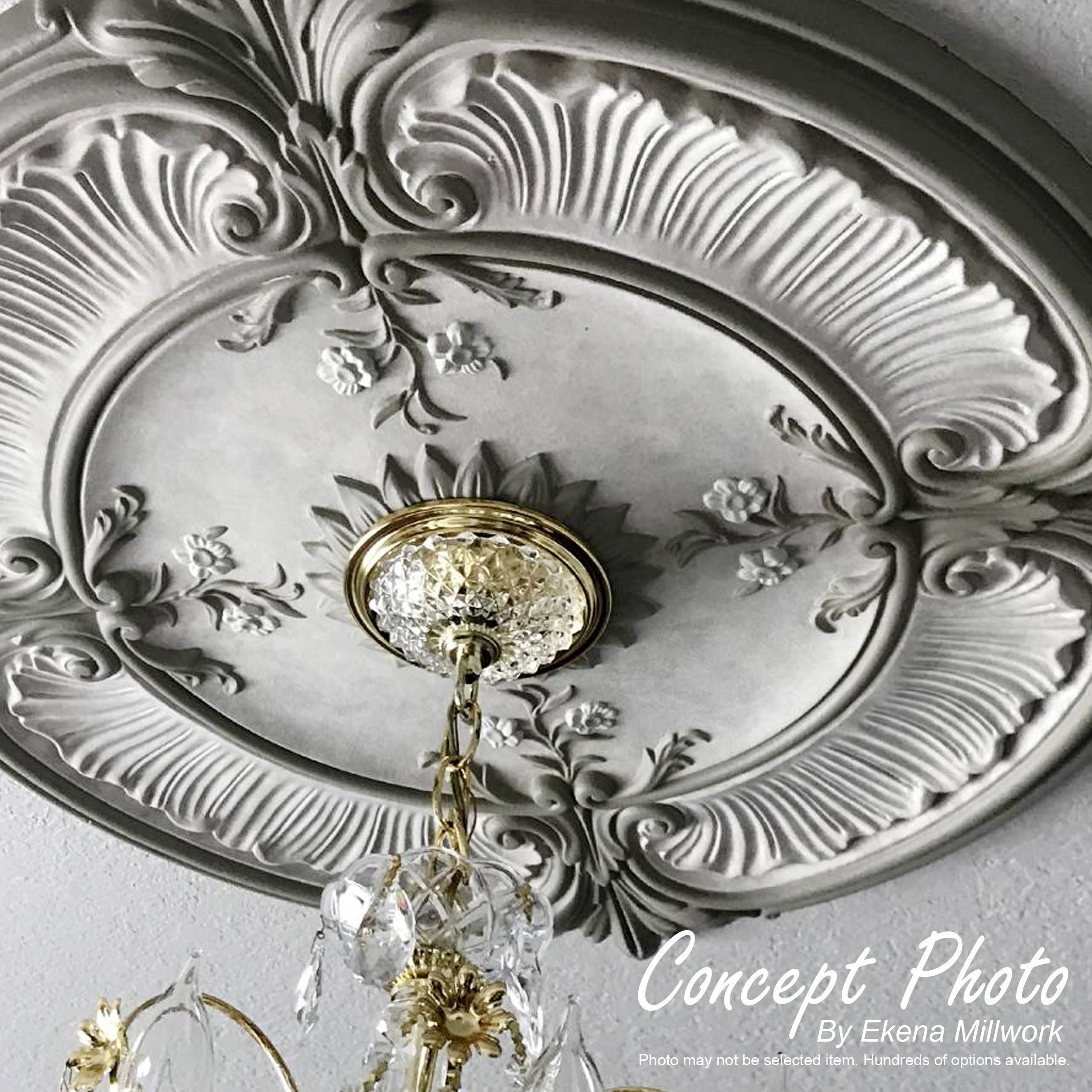 18x22OD x 3 3/8x22ID x 7/8x22P Hand-Painted Ultra Pure White Ceiling Medallion S877