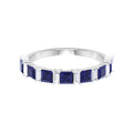 Lab Created Blue Sapphire Half Eternity Ring with Diamond - 2 CT, 14K White Gold, US 6.00 L617