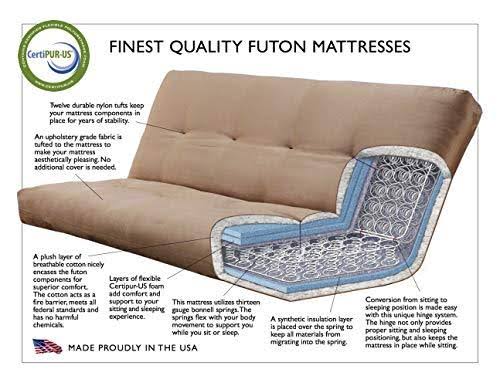 Rustic Walnut Finish Full Futon with Suede Navy Mattress E72811