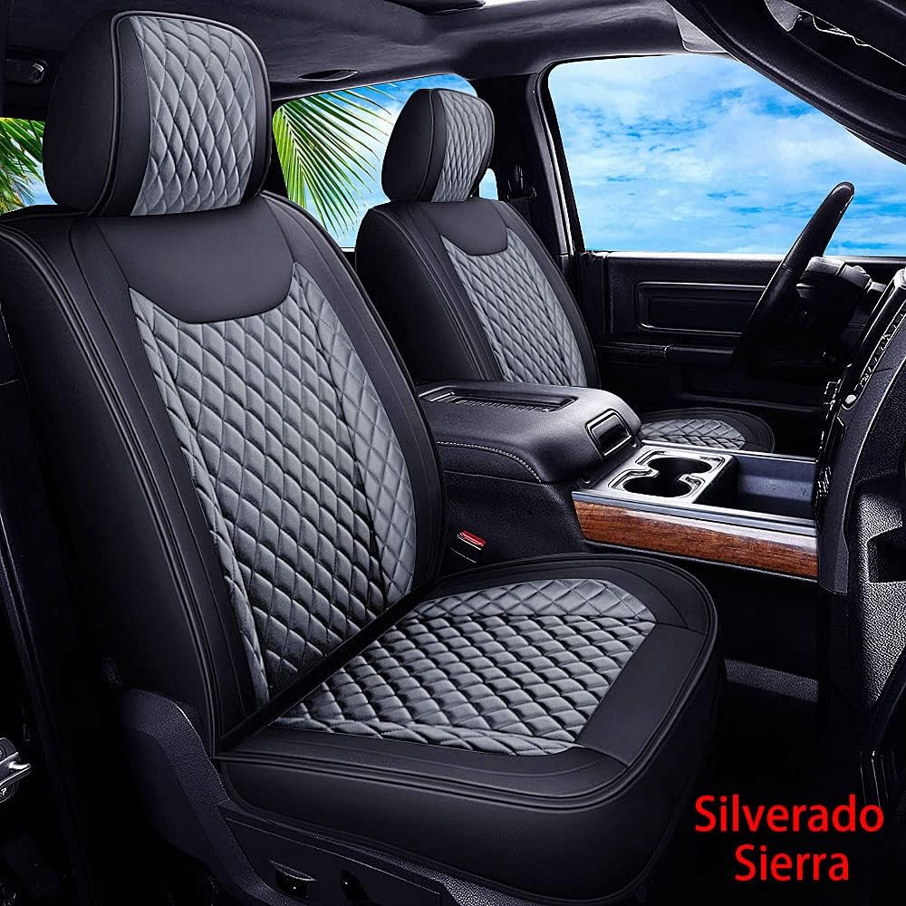 Seat Covers for Chevy Silverado GMC Sierra Pickup, 2007-2022 1500 2500HD 3500HD Crew Double Extended Cab C47146