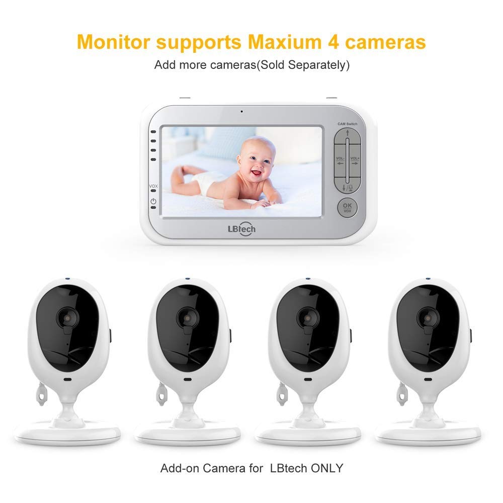 Video Baby Monitor with Two Cameras and 4.3" LCD P6130