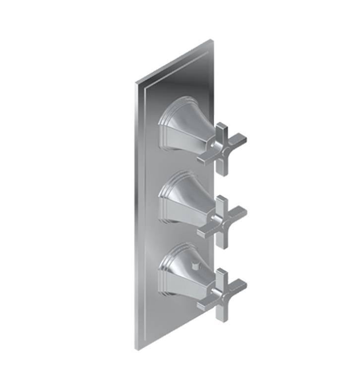 Polished Chrome Three Hole Vertical Trim Plate with Handle L56698