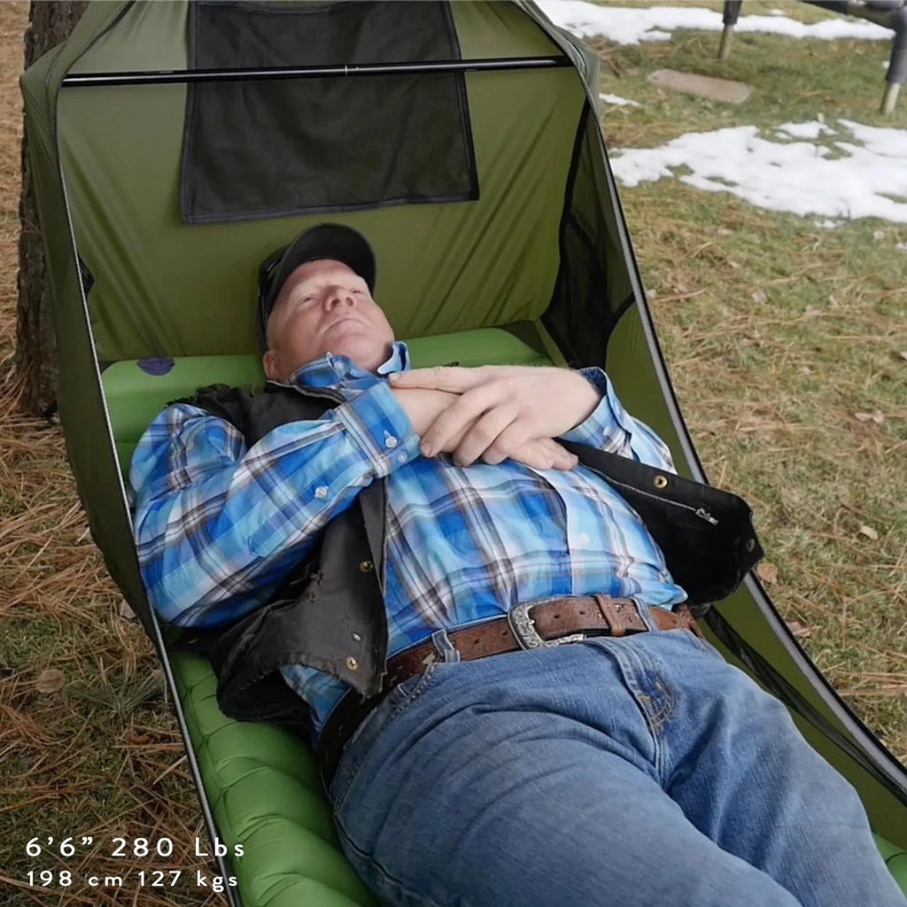 Forest Green Waterproof Lay Flat Hammock Tent with Mosquito Net and Rainfly B46008
