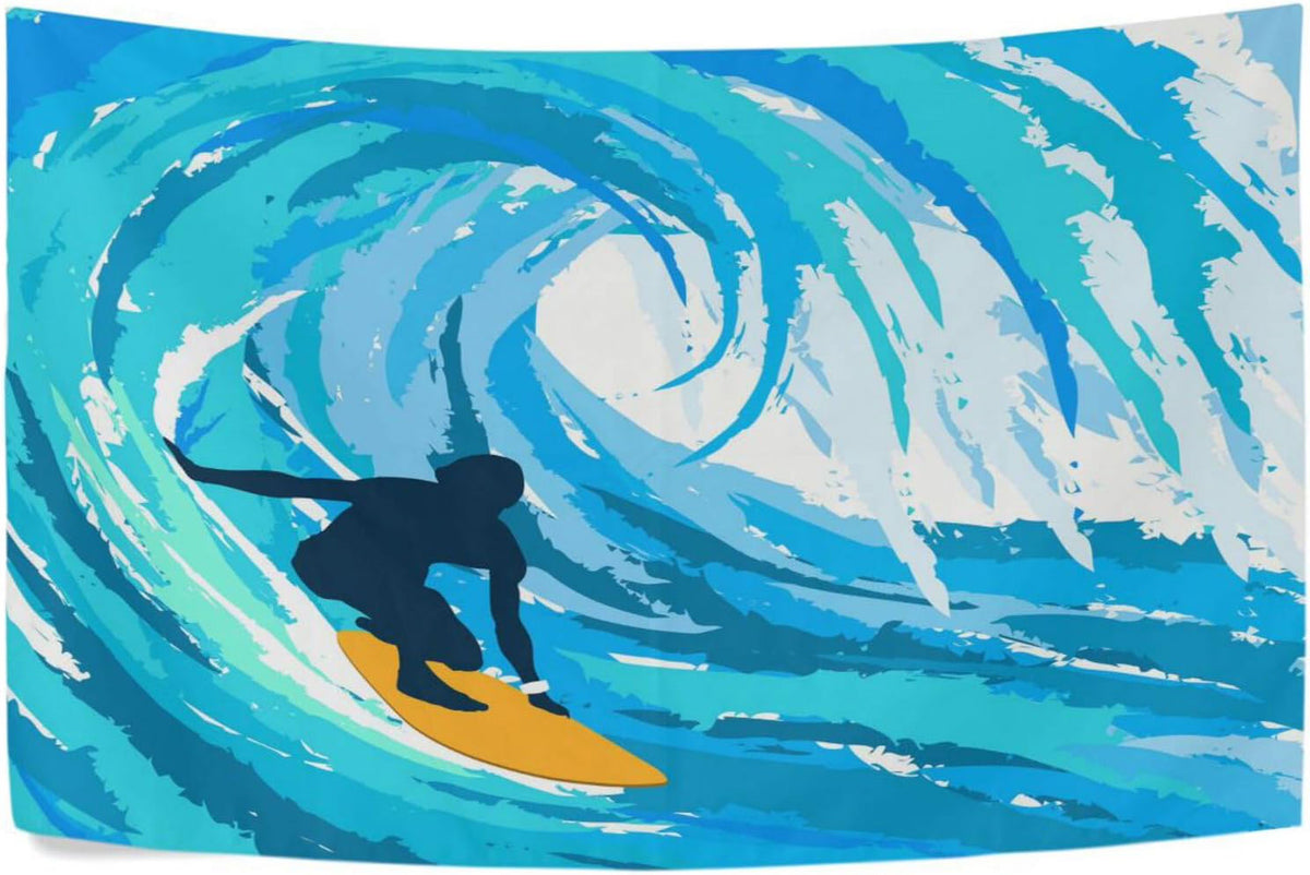 Watercolor Surfing Tapestry Wall Hanging 90" x 60" G234135