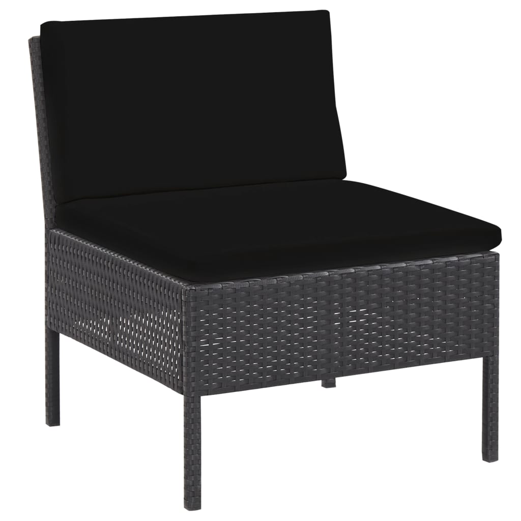 5 Piece Patio Sofa Set with Cushions Poly Rattan Black W829