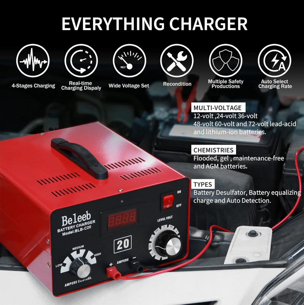 Adjustable Battery Charger 12V 24V 36V 48V with Smart Chip for Lead-Acid Lithium-ion Batteries K34034