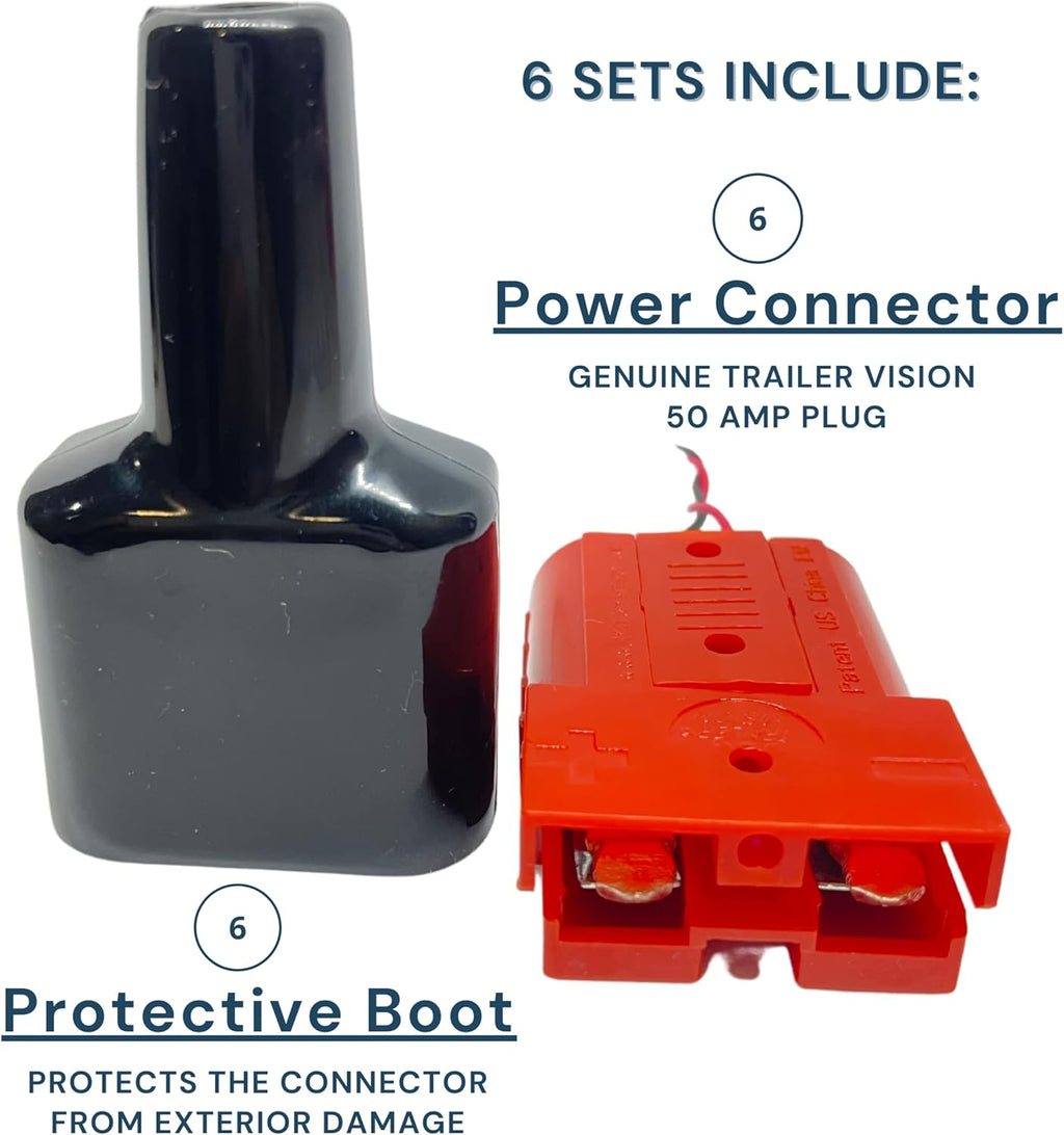 50A Anderson Connector with Dust Cable Sheath Cover, Red 6 pcs T53550