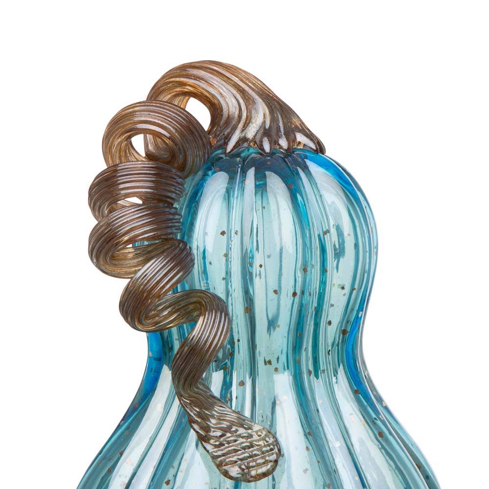 Blue Glass Pumpkin Decor E527