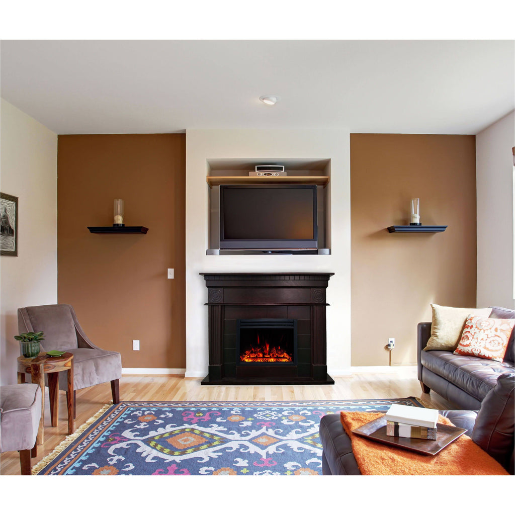 Dark Coffee Electric Fireplace Mantel with Deep Log Insert Y970