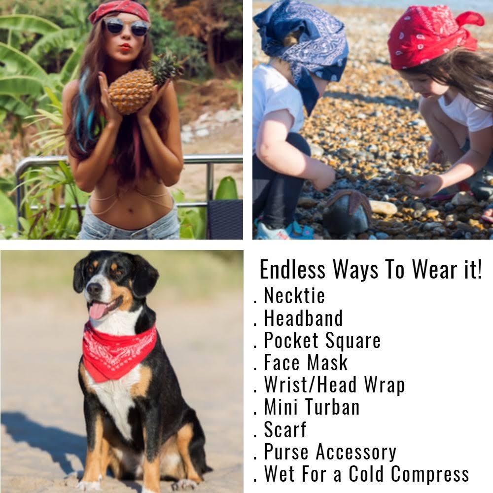 96 Pc 100% Cotton Double Sided Bandanas (Red) D420629