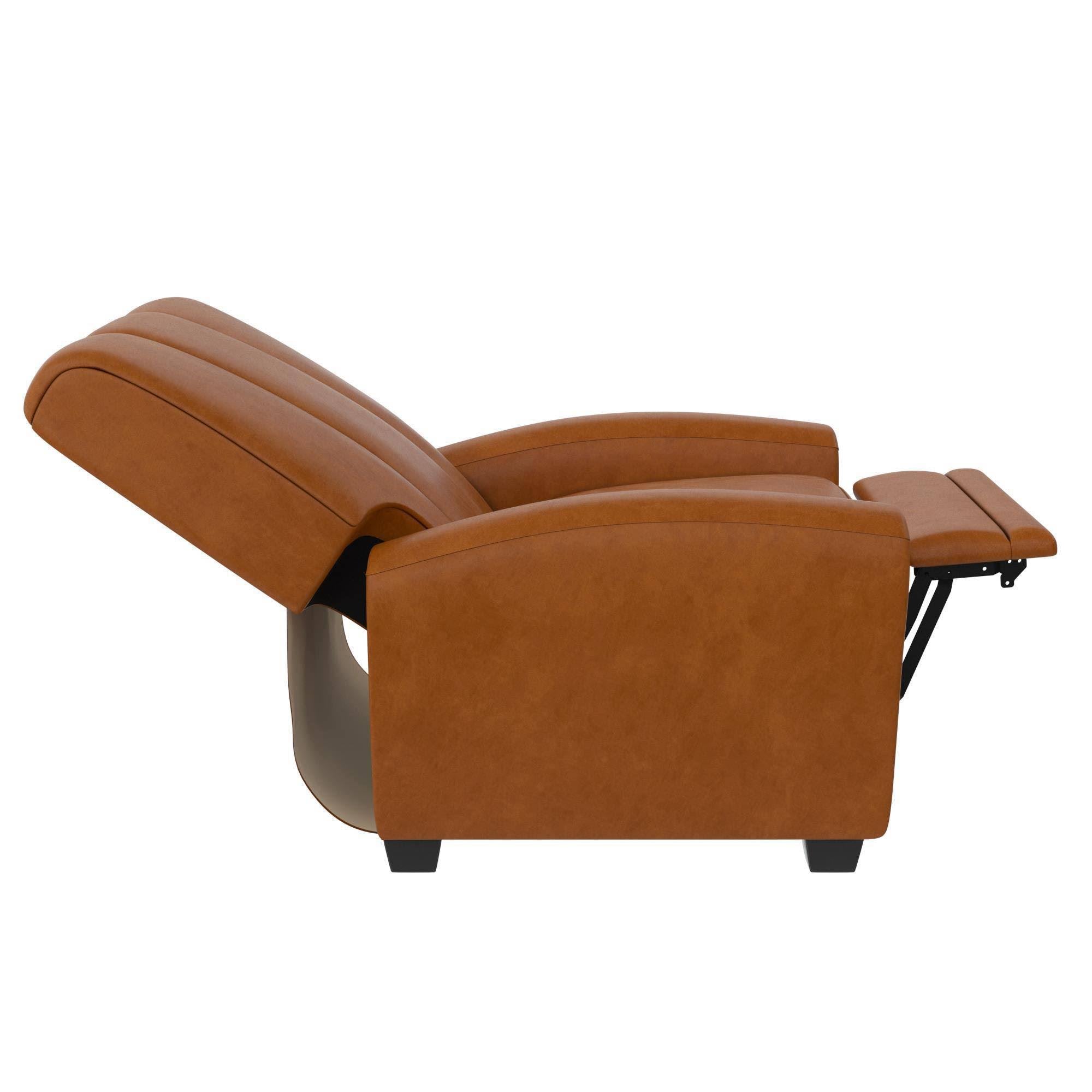 Camel Faux Leather Pushback Recliner Y9088