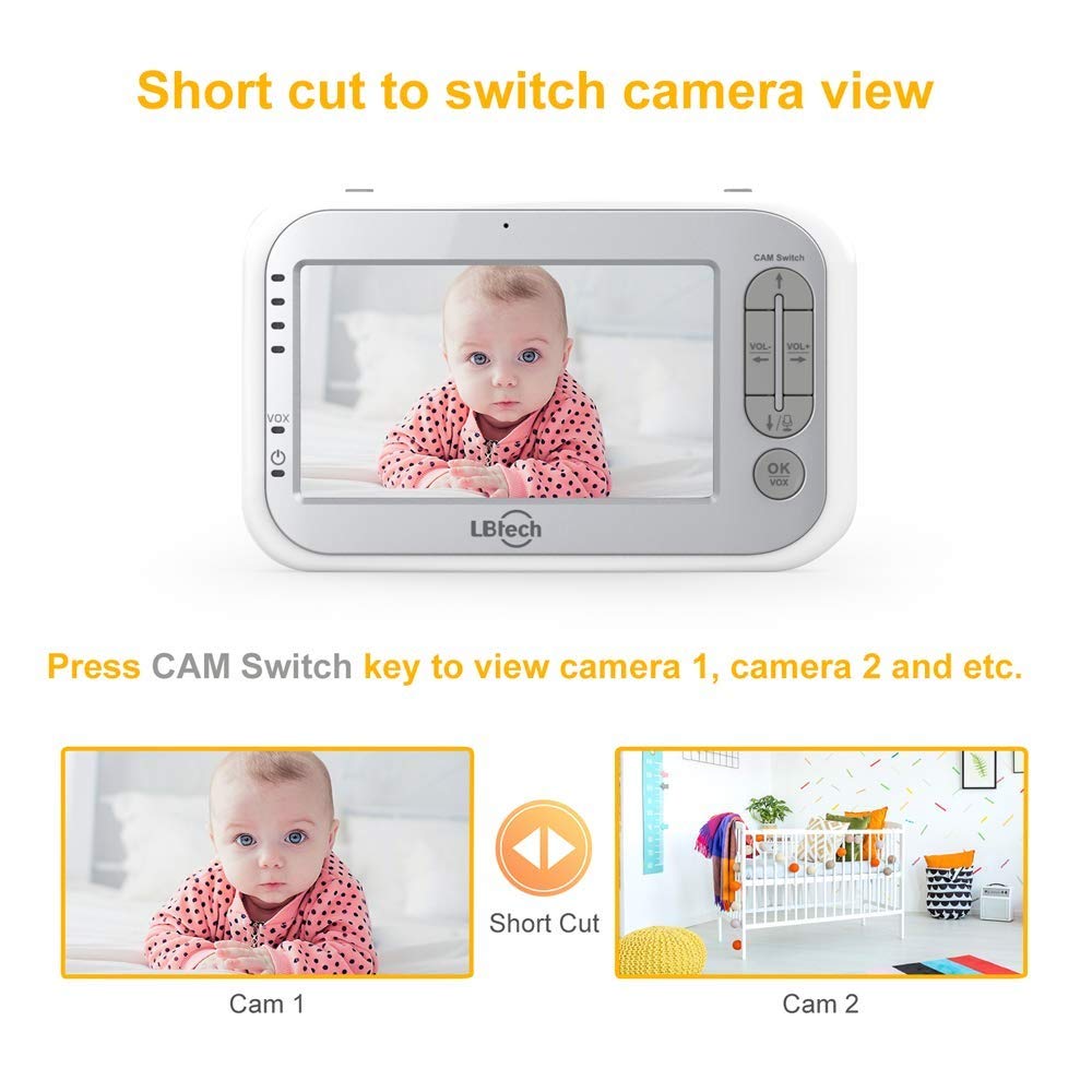 Video Baby Monitor with Two Cameras and 4.3" LCD P6130