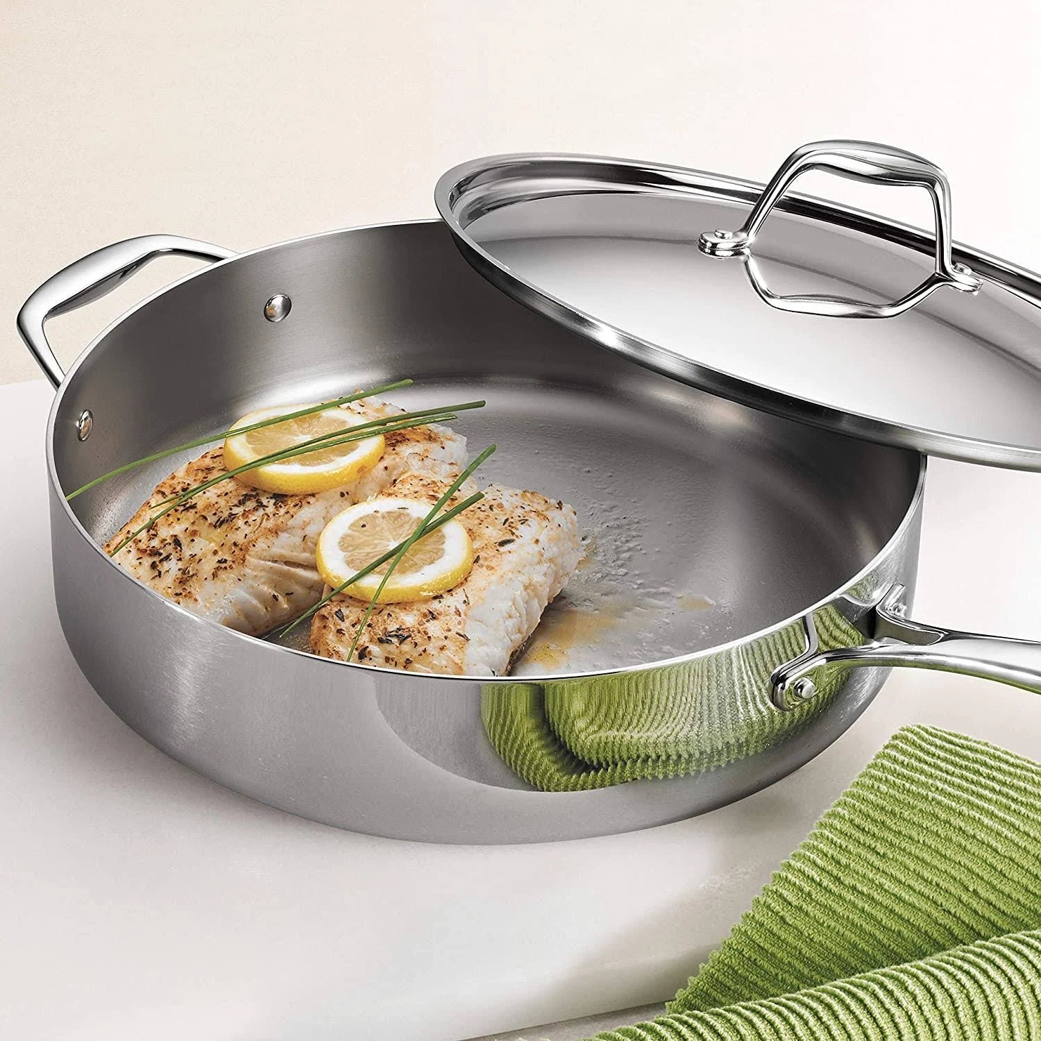 6-Quart Stainless Steel Covered Deep Saute Pan X893952