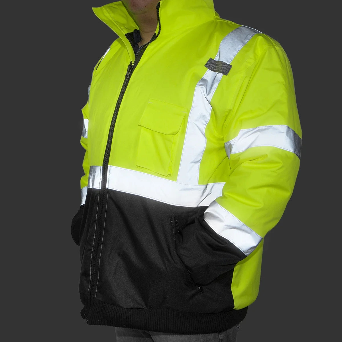 XL Size High Visibility Reflective Winter Bomber Jacket H651268