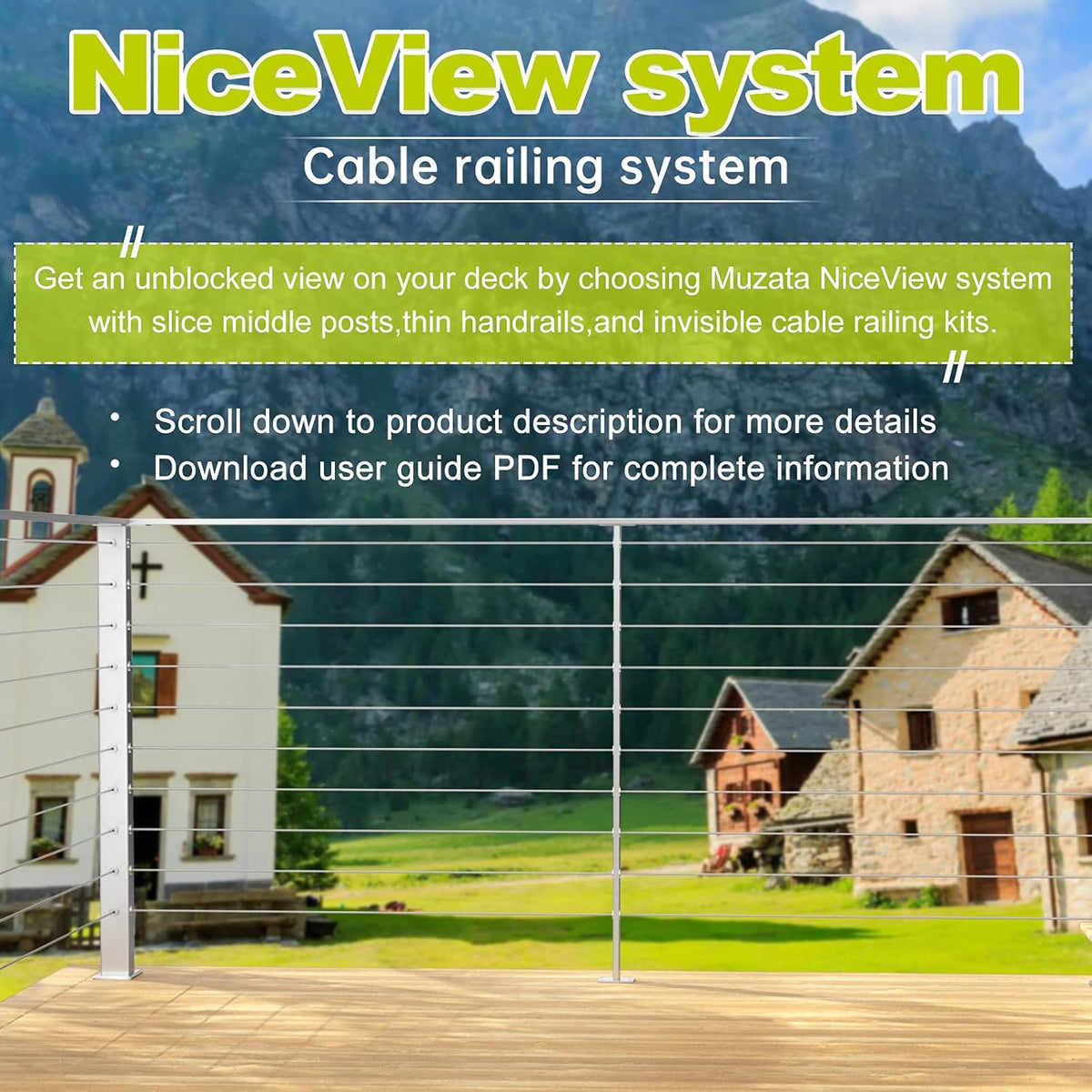10Pack Cable Railing Kit Invisible Swageless 1/8 Terminal Receiver Flat Head Hidden for 2x2 Metal Post Deck Stairs X675