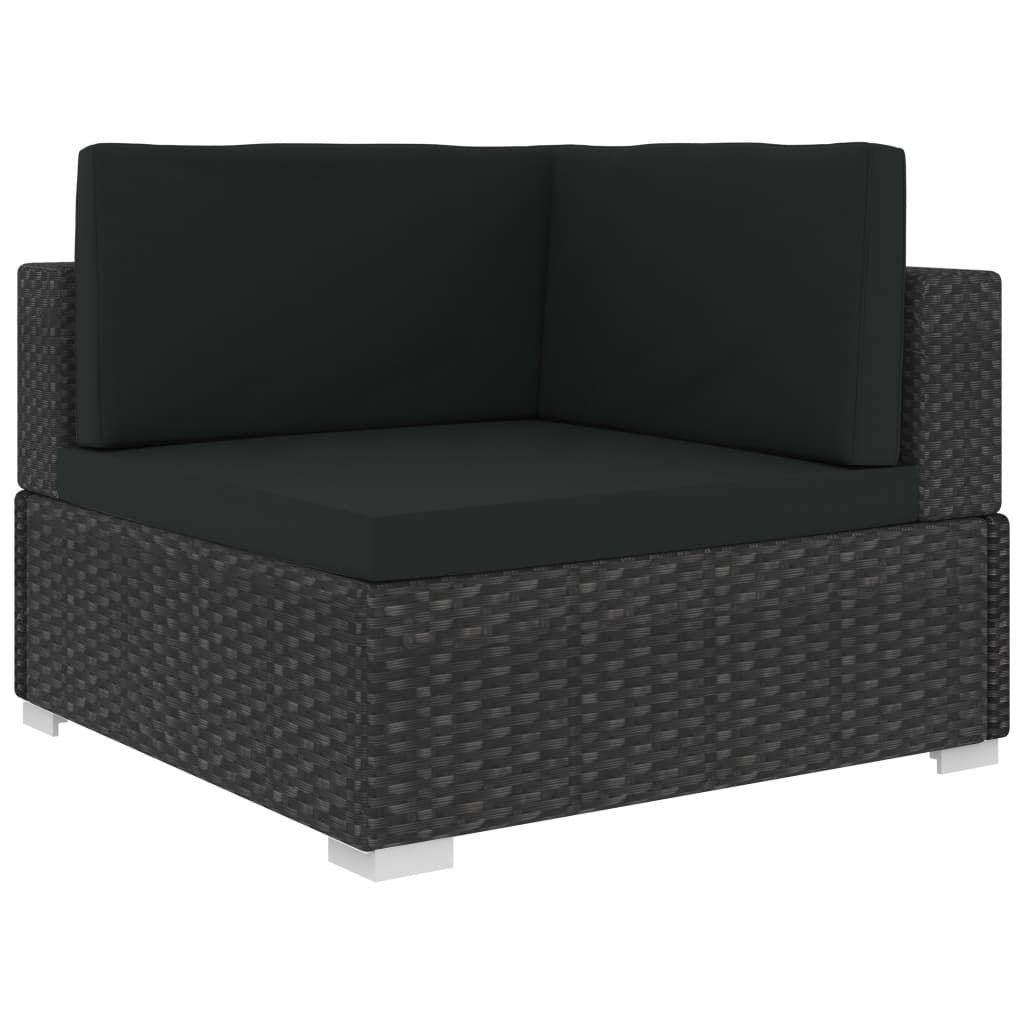 Black Poly Rattan Patio Sofa Set with Cushions Q108
