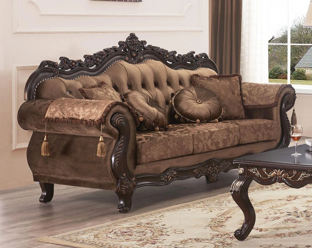 Carved Wood Sofa Set 3Pcs V485