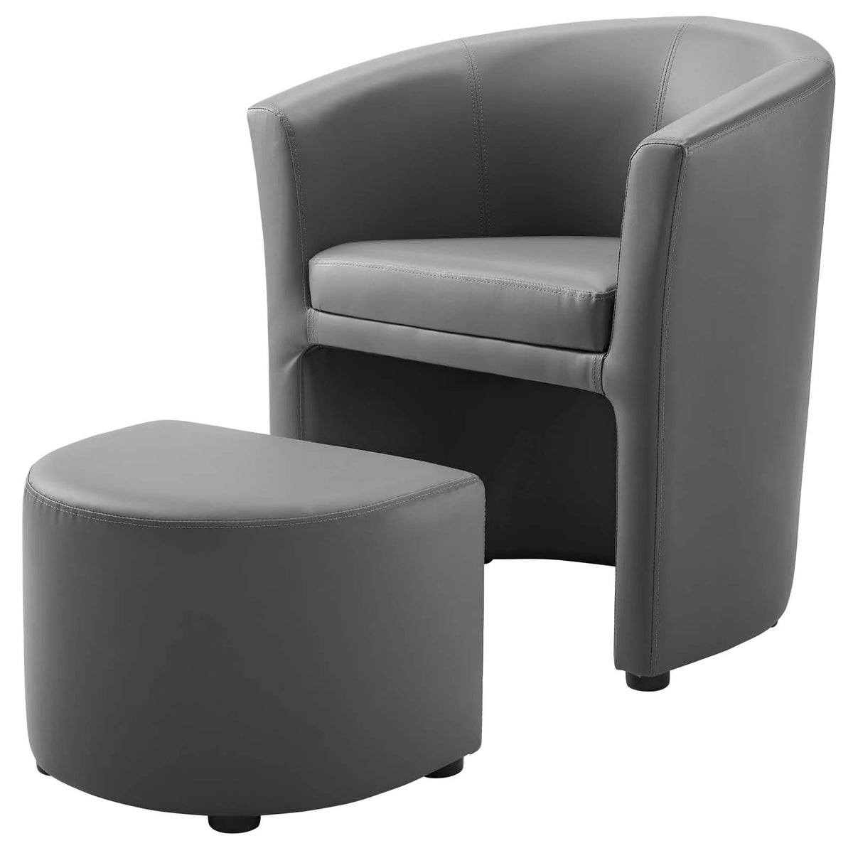 Grey Faux Leather Armchair and Ottoman A3232