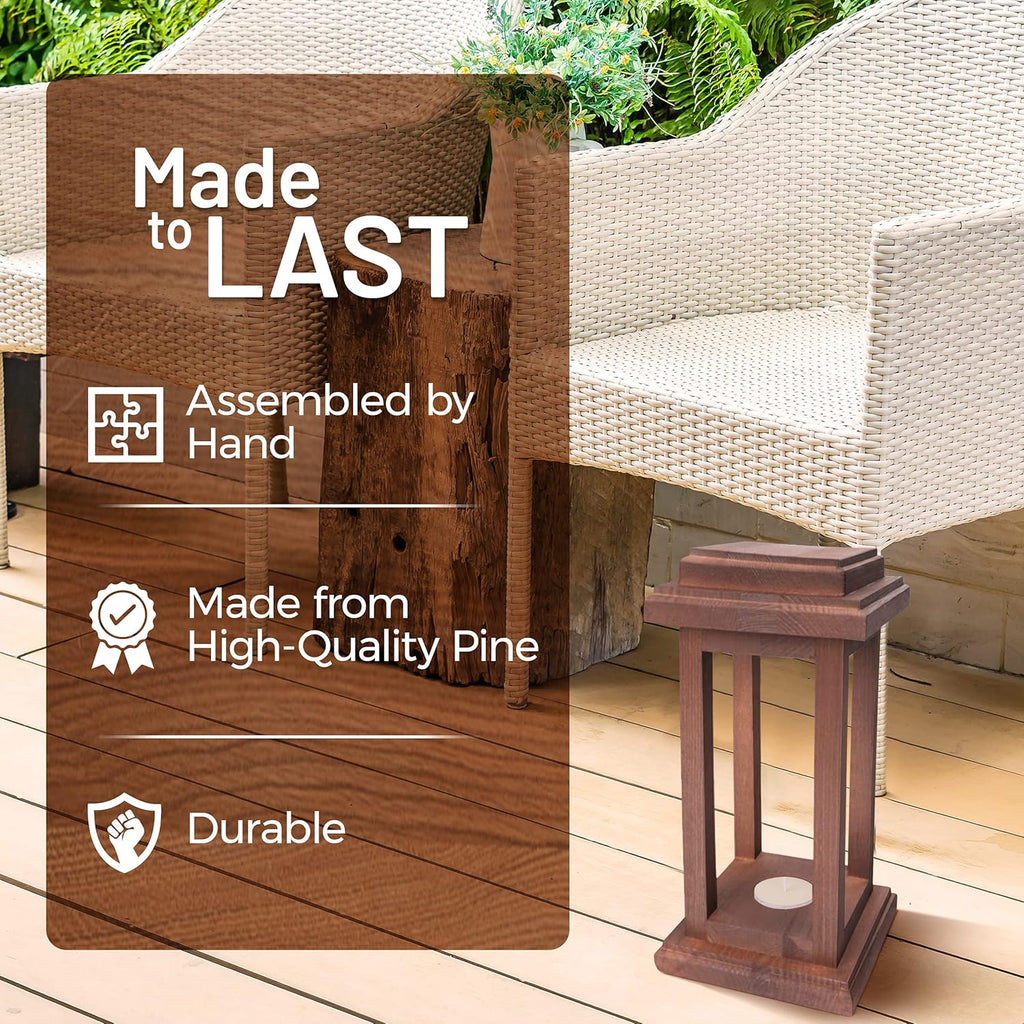 Rustic Decorative Wooden Lantern Set of 2 G616166