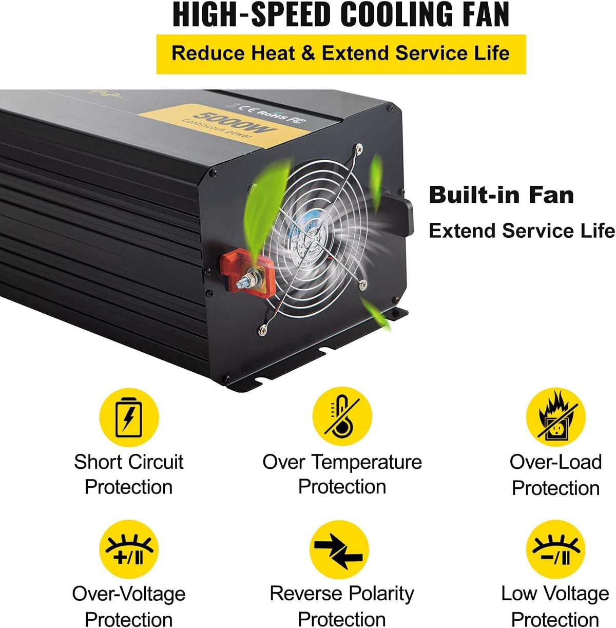 5000W Modified Sine Wave Power Inverter with LCD Display F871431