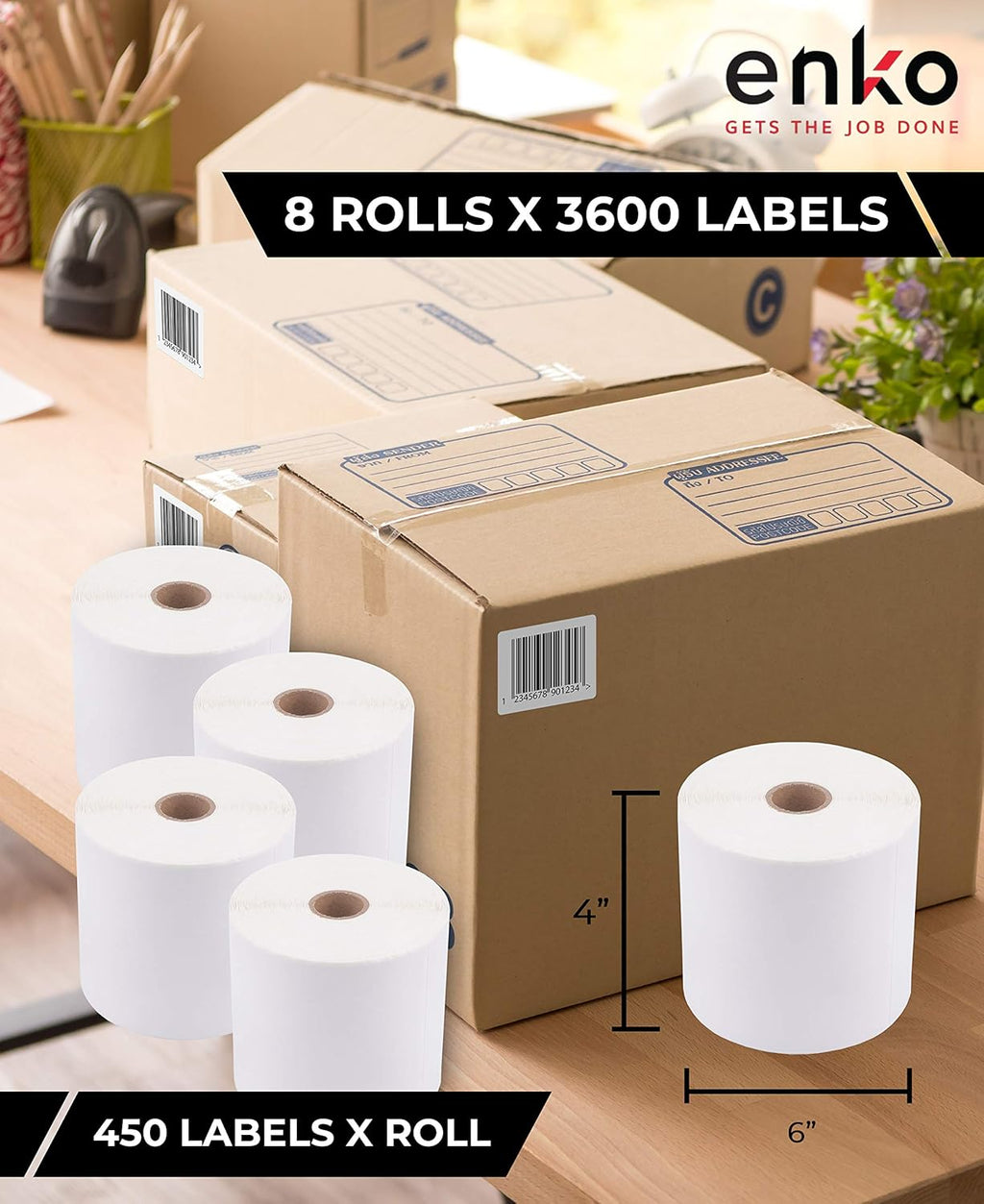 8 Rolls 3600 Labels 4 x 6 Direct Thermal Address Shipping Labels X417